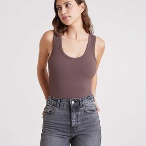 Nuuds Ribbed Scoop Tank Bodysuit